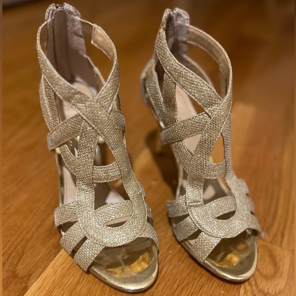 Marc Fisher Womens Nala Open Toe Formal Strappy Sandals, Gold, Size 8.5